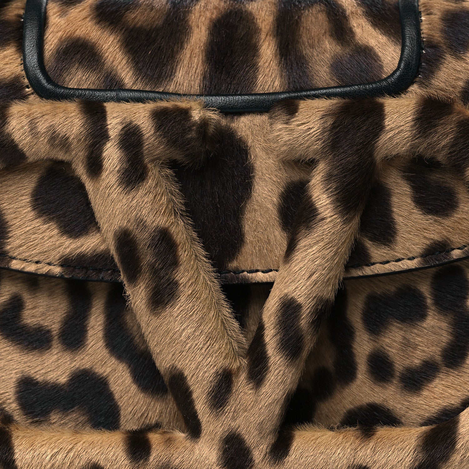 Valentino Garavani Calf Hair Leopard Print Small Supervee Crossbody Bag Black Marrone 6 of 8