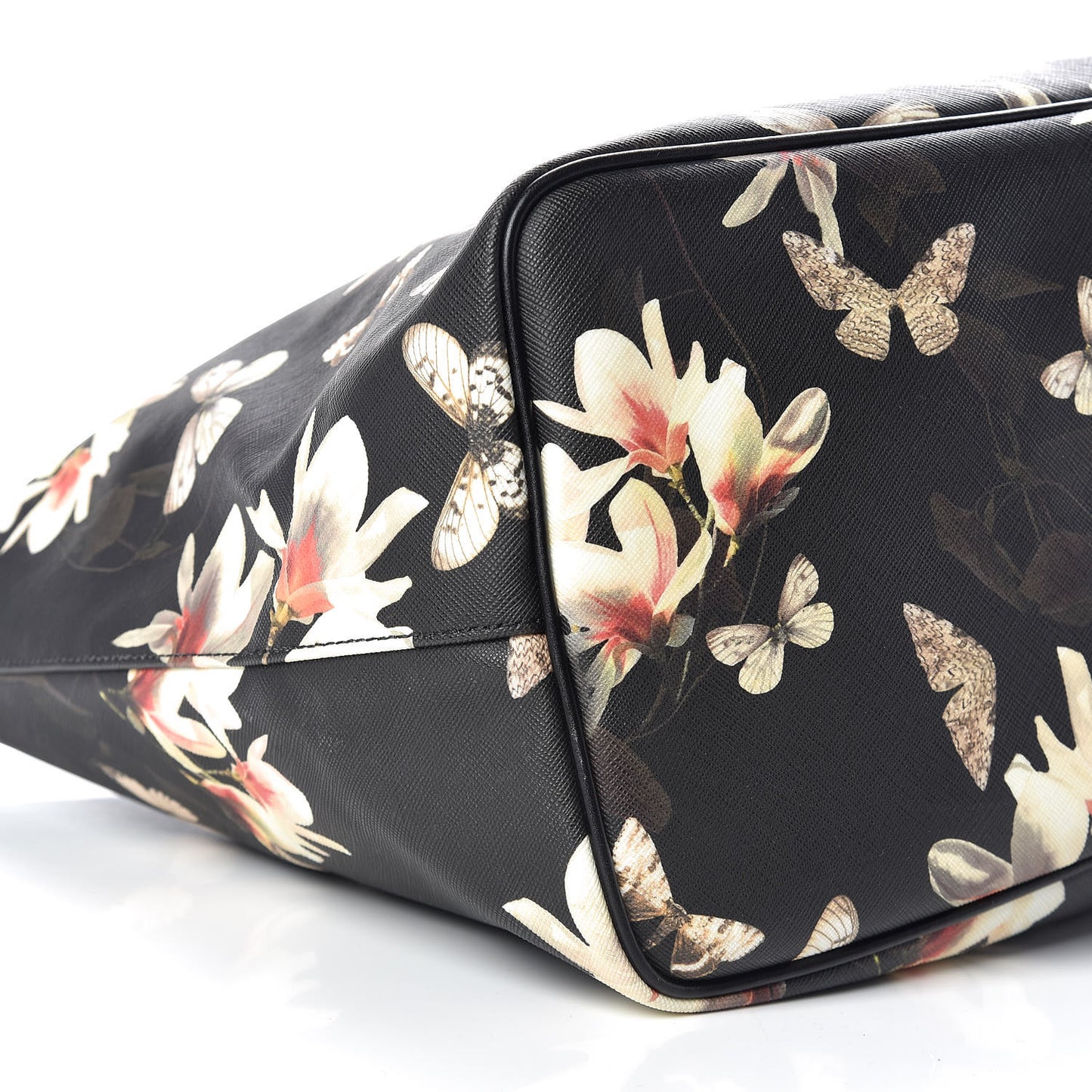Textured Coated Canvas Magnolia and Moth Print Large Antigona Tote