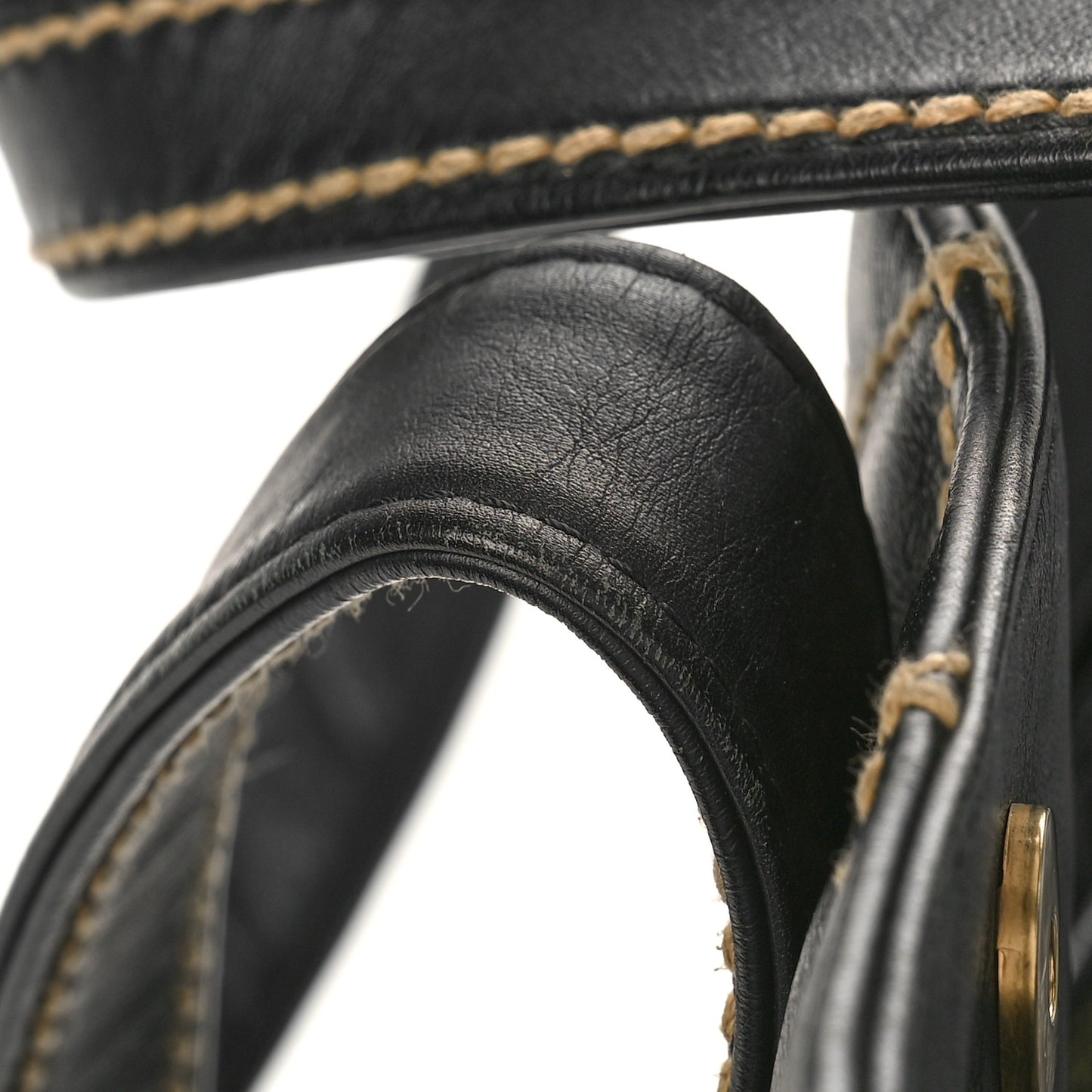 Calfskin Contrast Stitch Surpique Tote Black