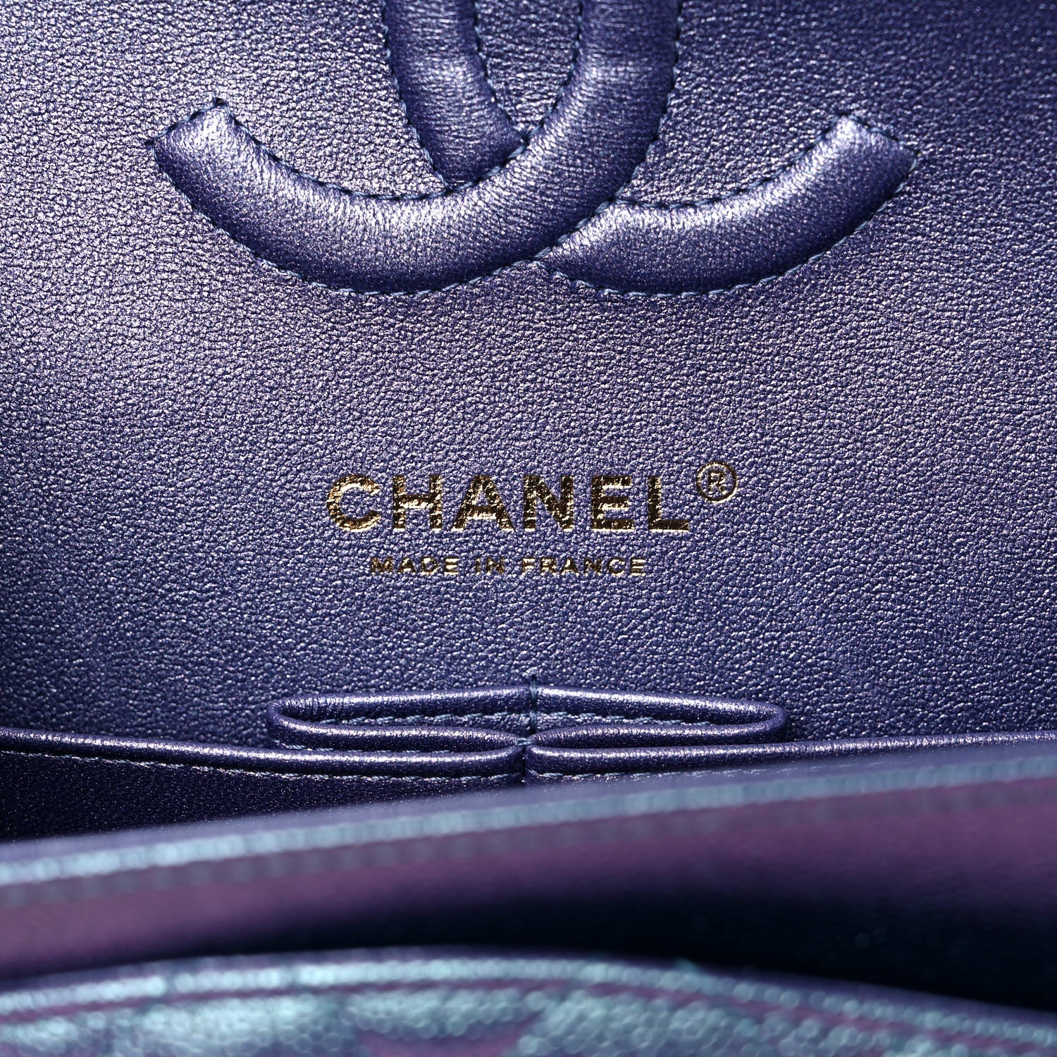 Chanel Iridescent Caviar Quilted Medium Double Flap Dark Blue 6 of 10