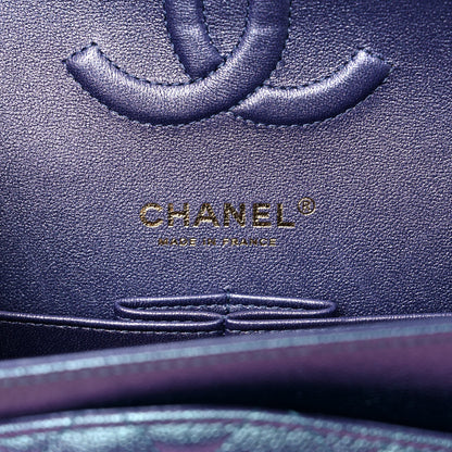 Chanel Iridescent Caviar Quilted Medium Double Flap Dark Blue 6 of 10