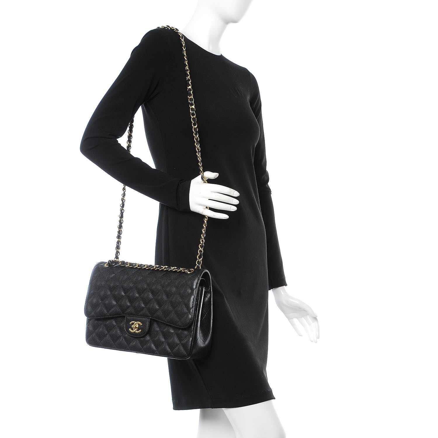Chanel Caviar Quilted Jumbo Double Flap Black 3 of 8
