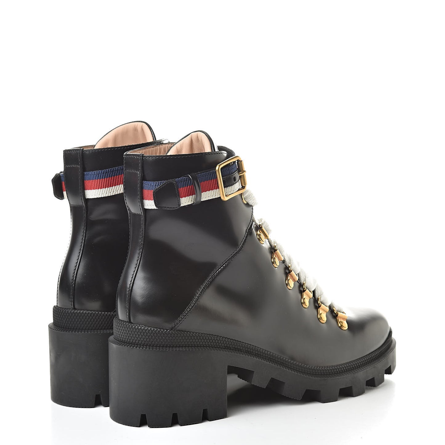 Calfskin Womens Sylvie Web Lace Up Combat Boots 37 Black