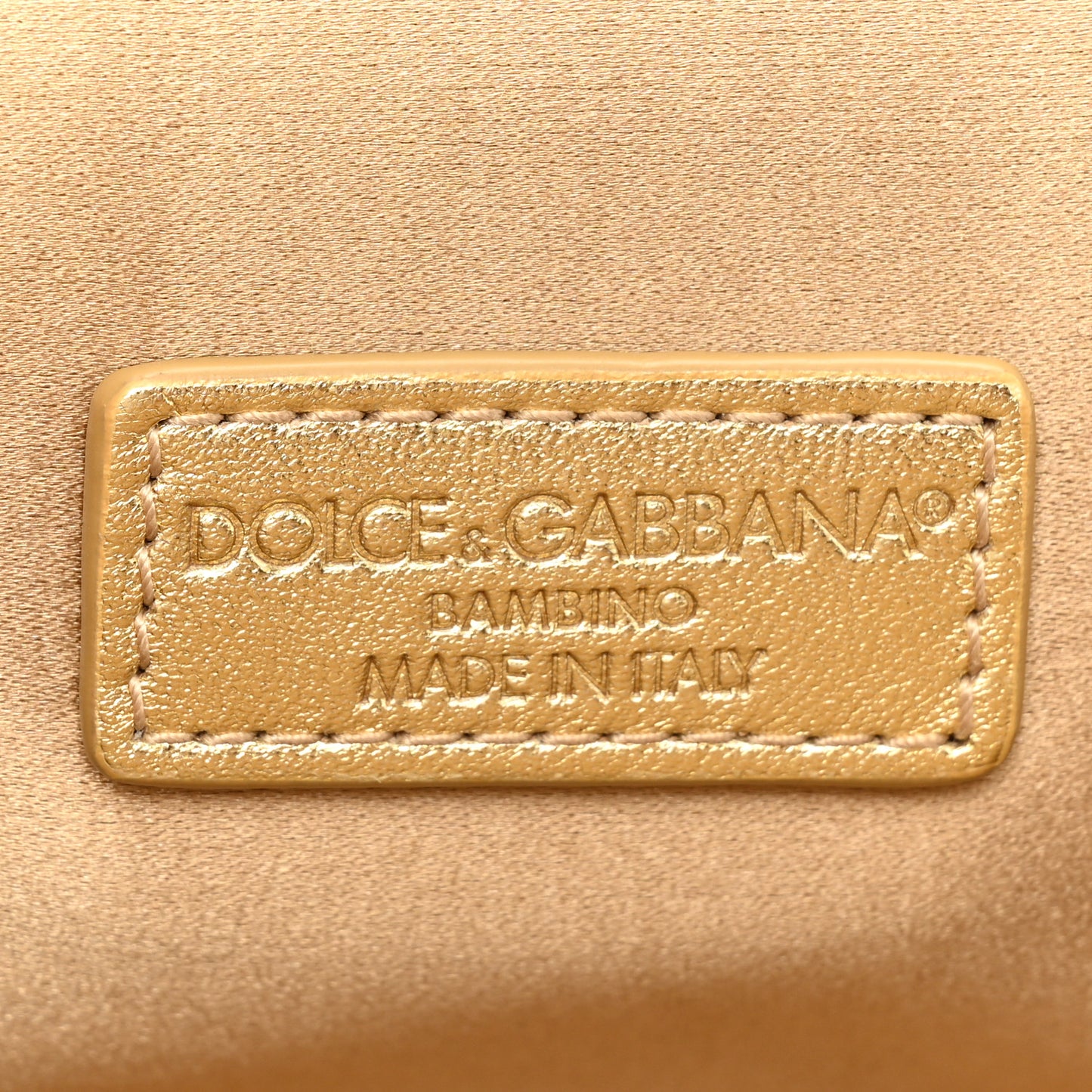 DOLCE & GABBANA Metallic Calfskin Sequin Childrens Miss Sicily Satchel Gold
