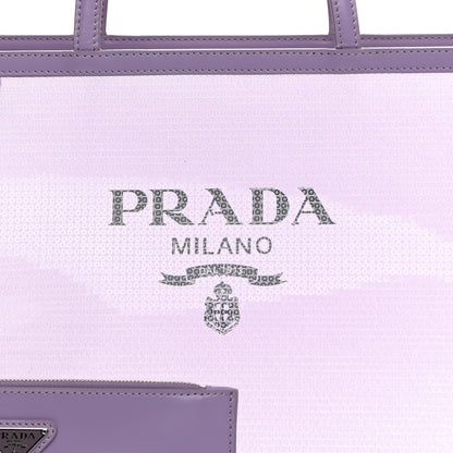 Prada Mesh Paillettes Spazzolato Logo Shopping Tote Lilium 8 of 10