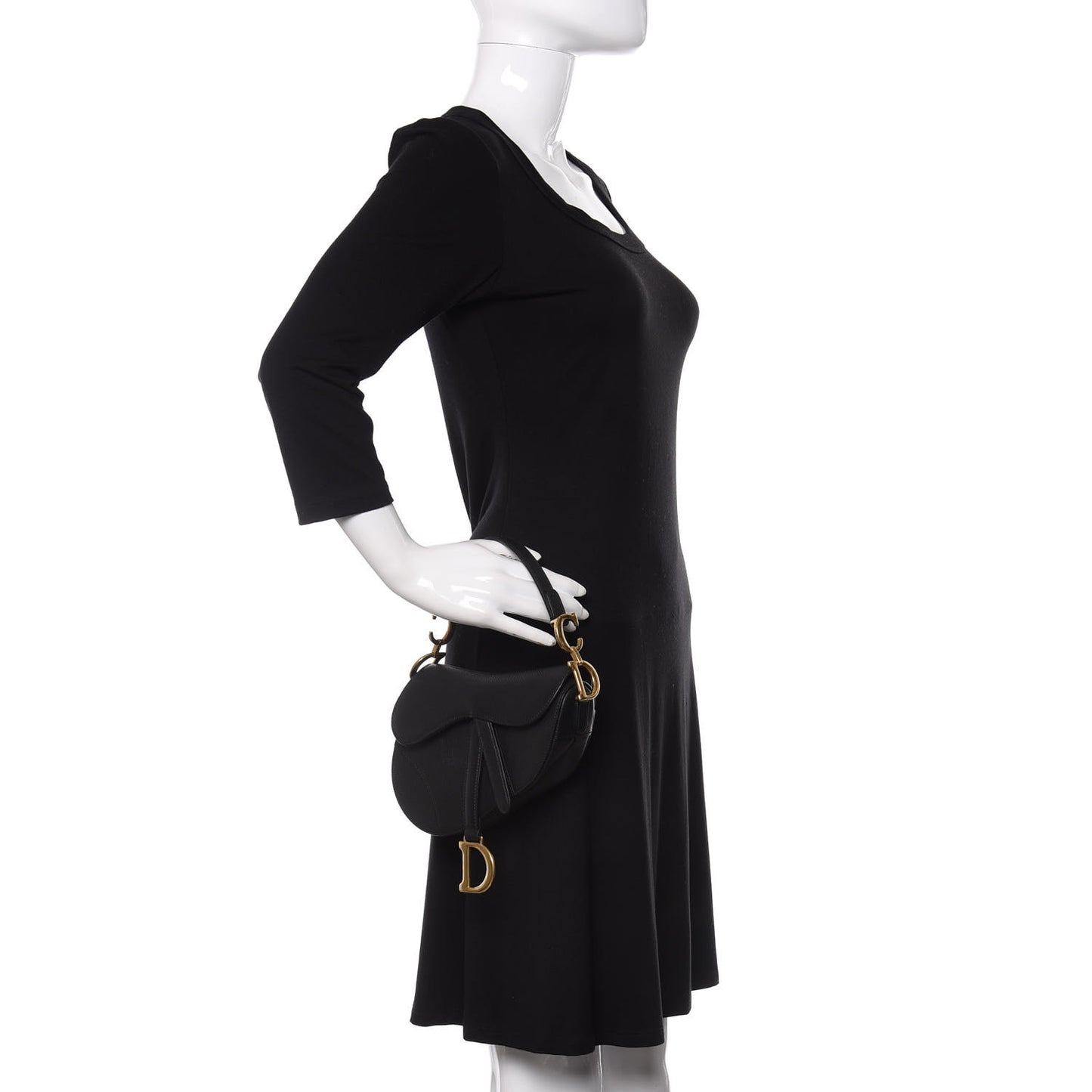 Grained Calfskin Mini Saddle Bag Black