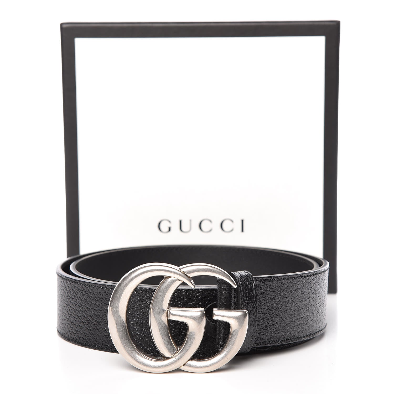 Gucci Textured Dollar Calfskin Nickel Double G 40mm Belt 85 34 Black 7 of 7