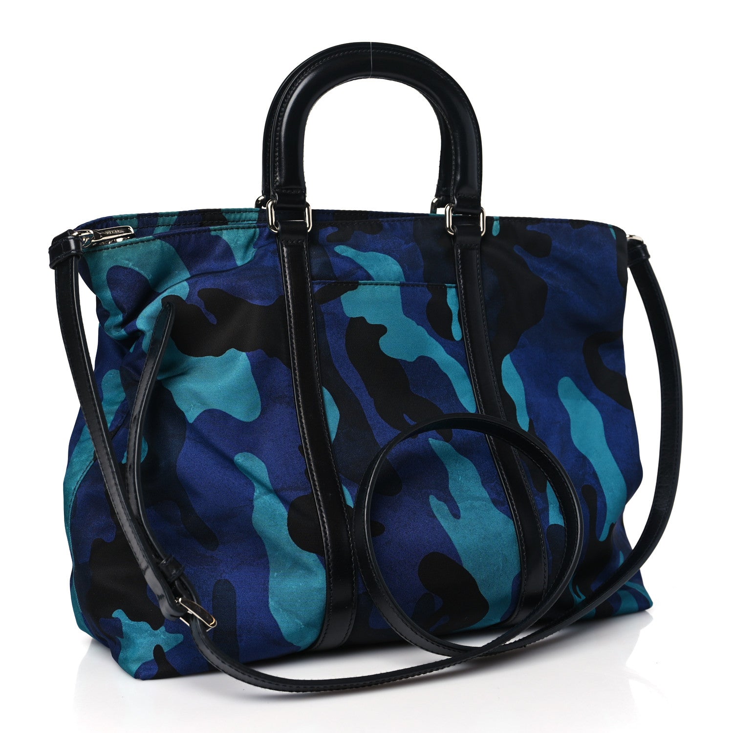 Prada Tessuto Nylon Camouflage Tote Royal Blue 3 of 10