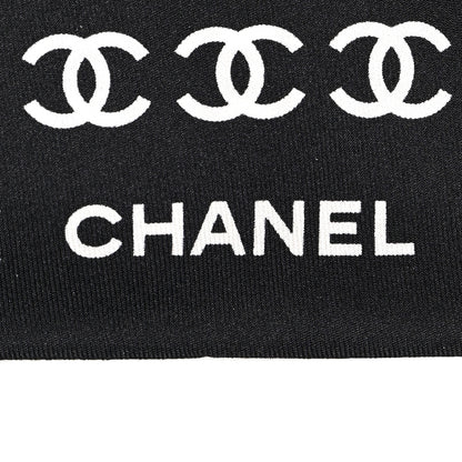 Chanel Silk Twill Houndstooth Slim Bandeau Scarf Black Ecru 2 of 3
