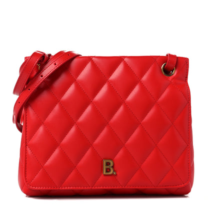 Balenciaga Nappa Calfskin Quilted Medium Touch B Shoulder Bag Bright Red 1 of 9