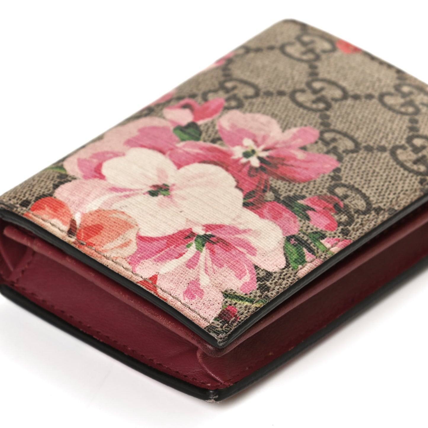 GG Supreme Monogram Blooms Card Case Beige Multicolor Dry Rose