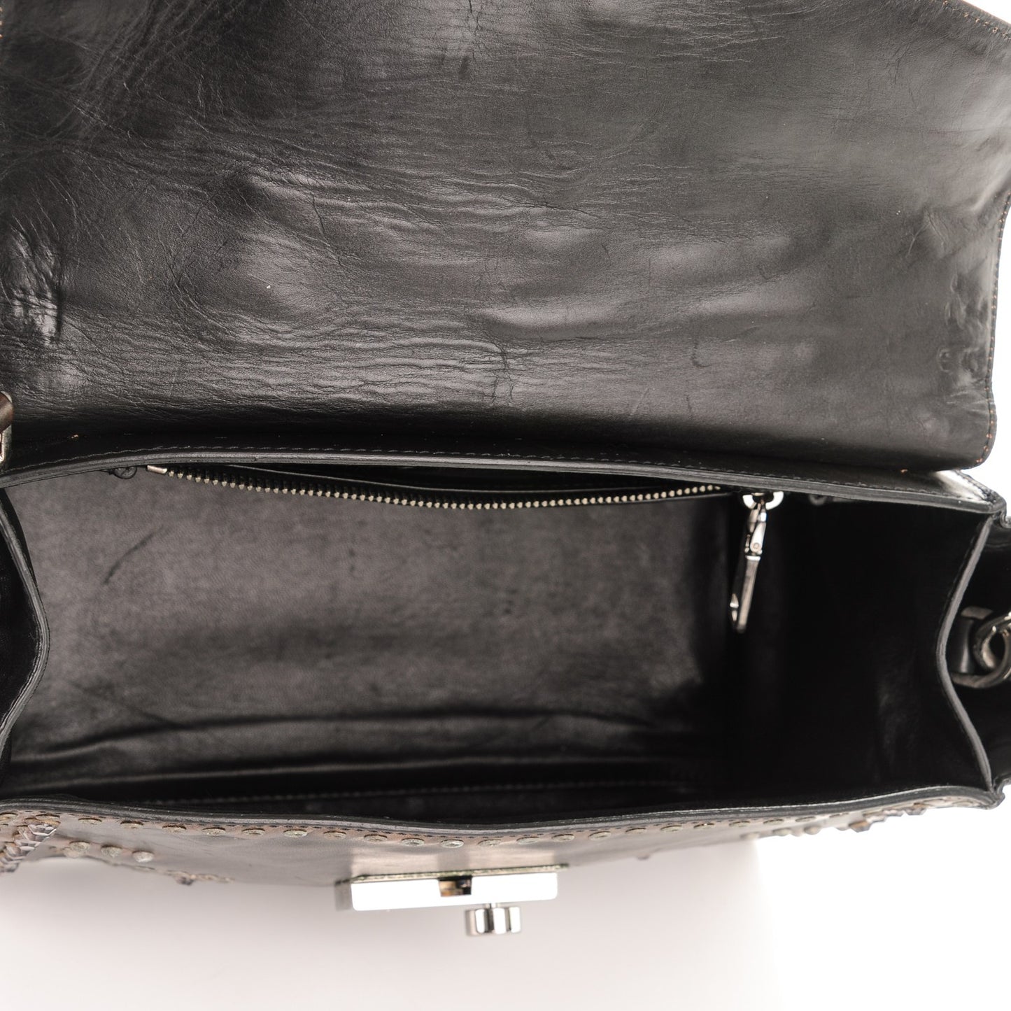 Vitello Vintage Studded Sound Twin Pocket Satchel Ebano