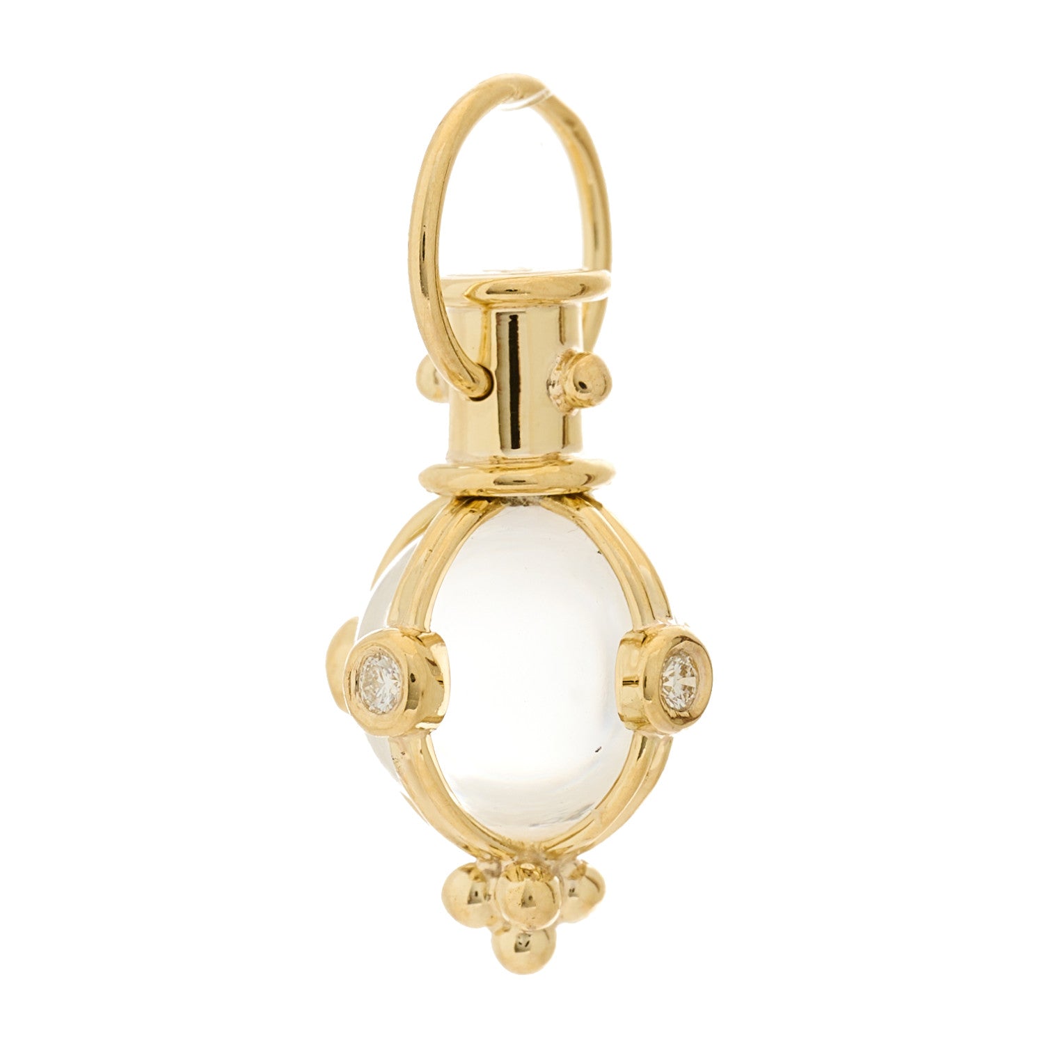 Temple St. Clair 18K Yellow Gold Diamond Rock Crystal XS Classic Round Amulet Pendant 3 of 4