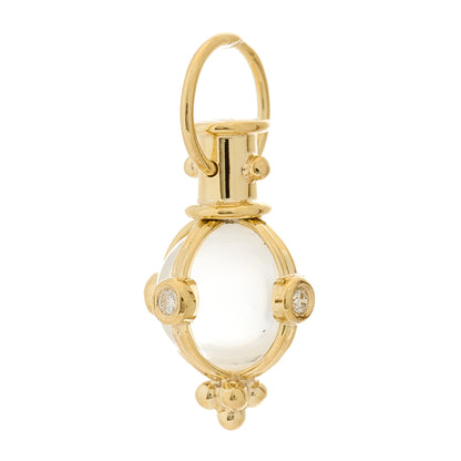 Temple St. Clair 18K Yellow Gold Diamond Rock Crystal XS Classic Round Amulet Pendant 3 of 4