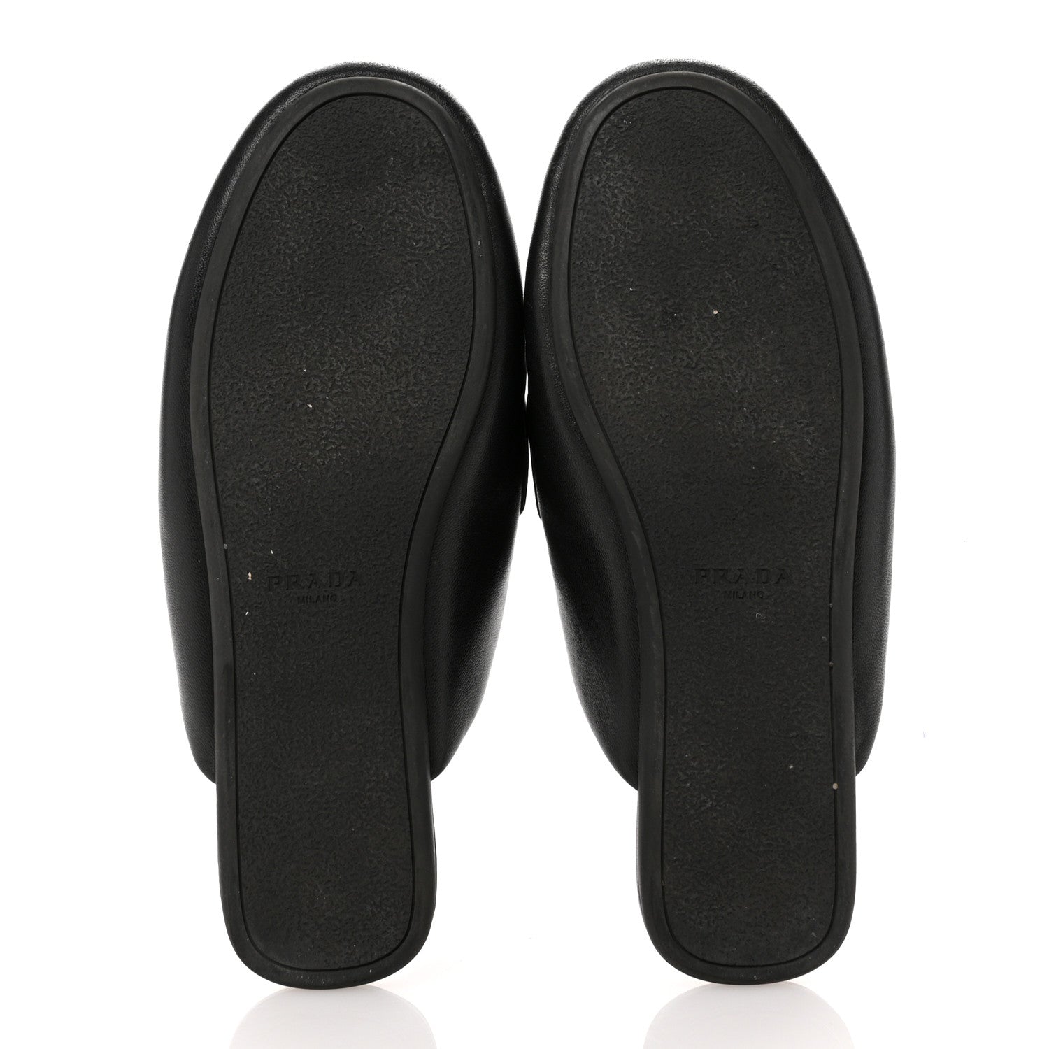 Prada Nappa Soft Padded Metal Triangle Logo Lug Sole 20mm Mules 38.5 Black 6 of 11