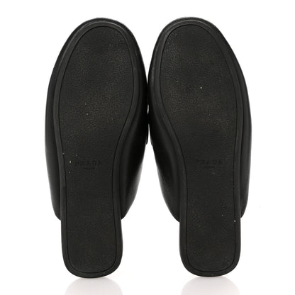Prada Nappa Soft Padded Metal Triangle Logo Lug Sole 20mm Mules 38.5 Black 6 of 11