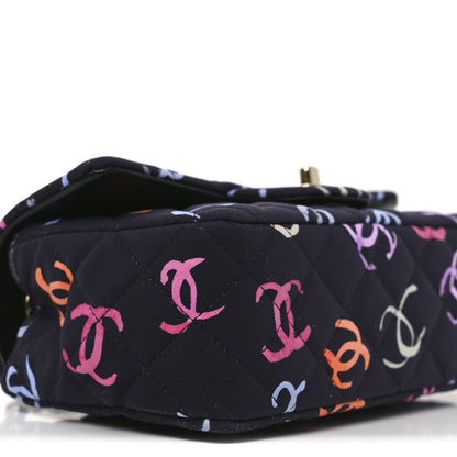 Chanel Printed Fabric Quilted Mini Rectangular Flap Black Pink Blue Yellow Orange 9 of 11