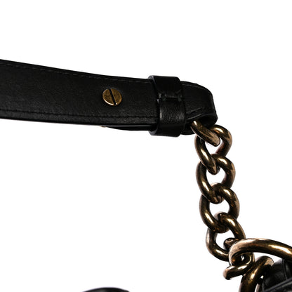 Chanel Calfskin Stitched Small Paris Rome Drawstring CC Bag Black 13 of 17
