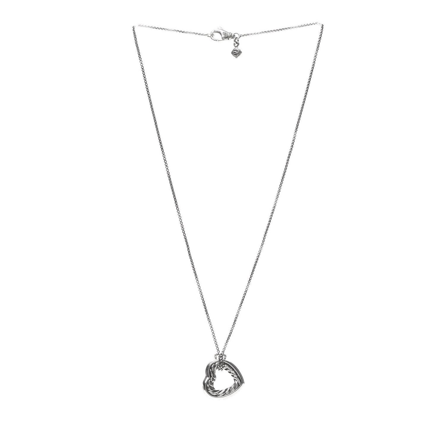 Sterling Silver 18K Yellow Gold Open Heart Cable Necklace