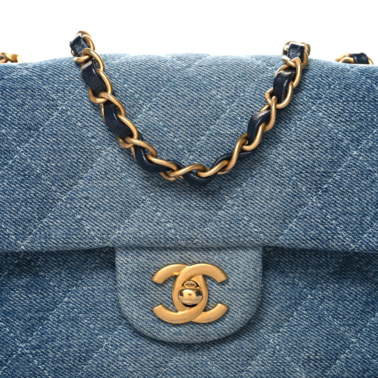Chanel Washed Denim Quilted Mini Rectangular Flap Blue 8 of 11