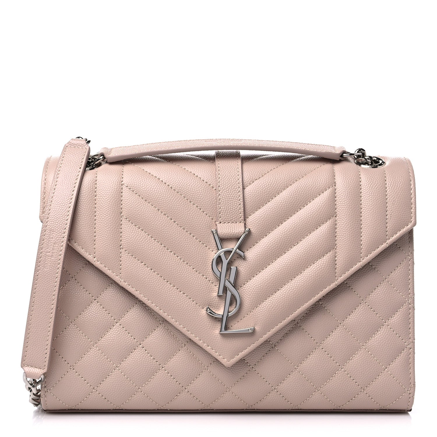 Saint Laurent Grain De Poudre Textured Mixed Matelasse Medium Triquilt Monogram Satchel Marble Pink 1 of 11