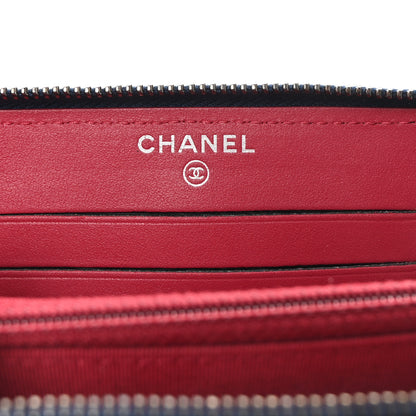 Chanel Aged Calfskin Quilted Small Gabrielle Zip Around Wallet Blue Black 6 of 9