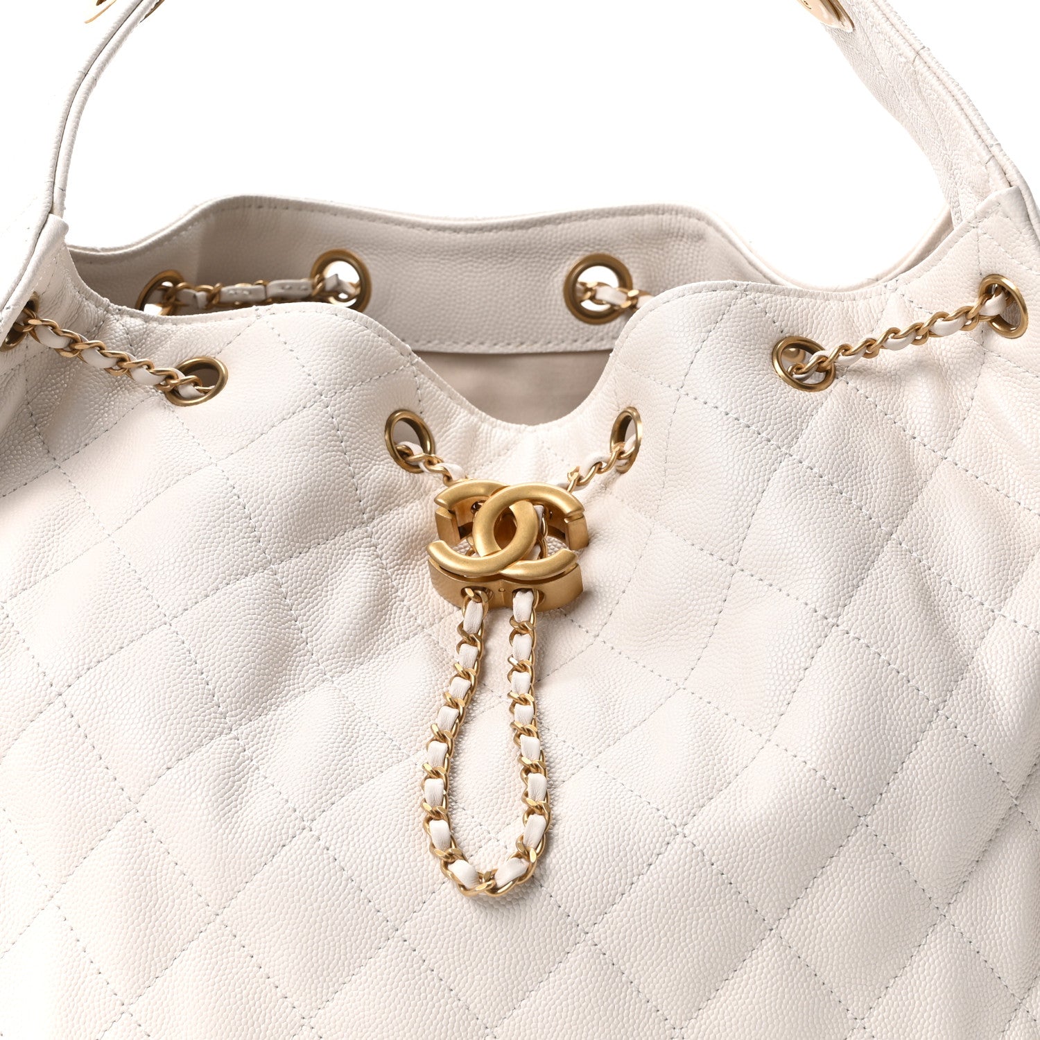 Chanel Caviar Quilted Medium Chanel 25 Handbag White 9 of 11