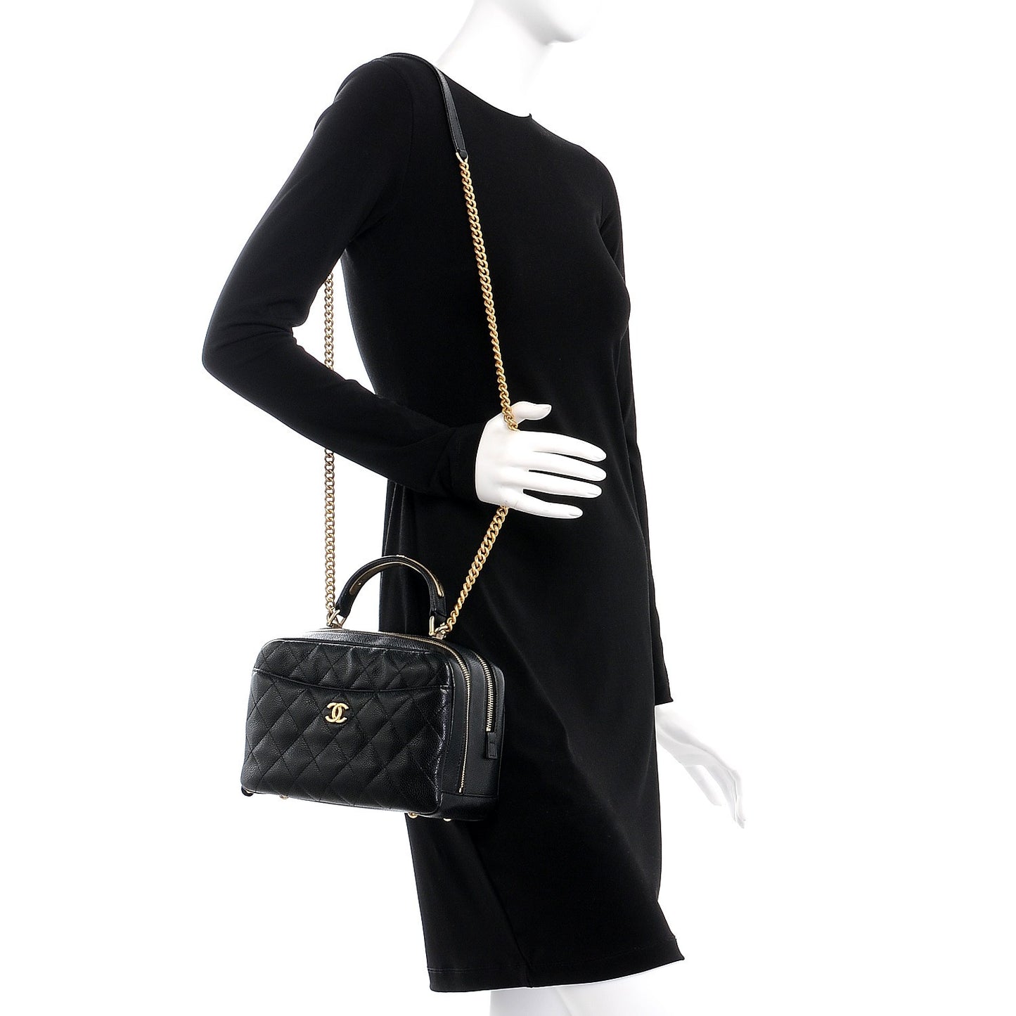 Caviar Quilted Small Carry Around Bowling Bag Black