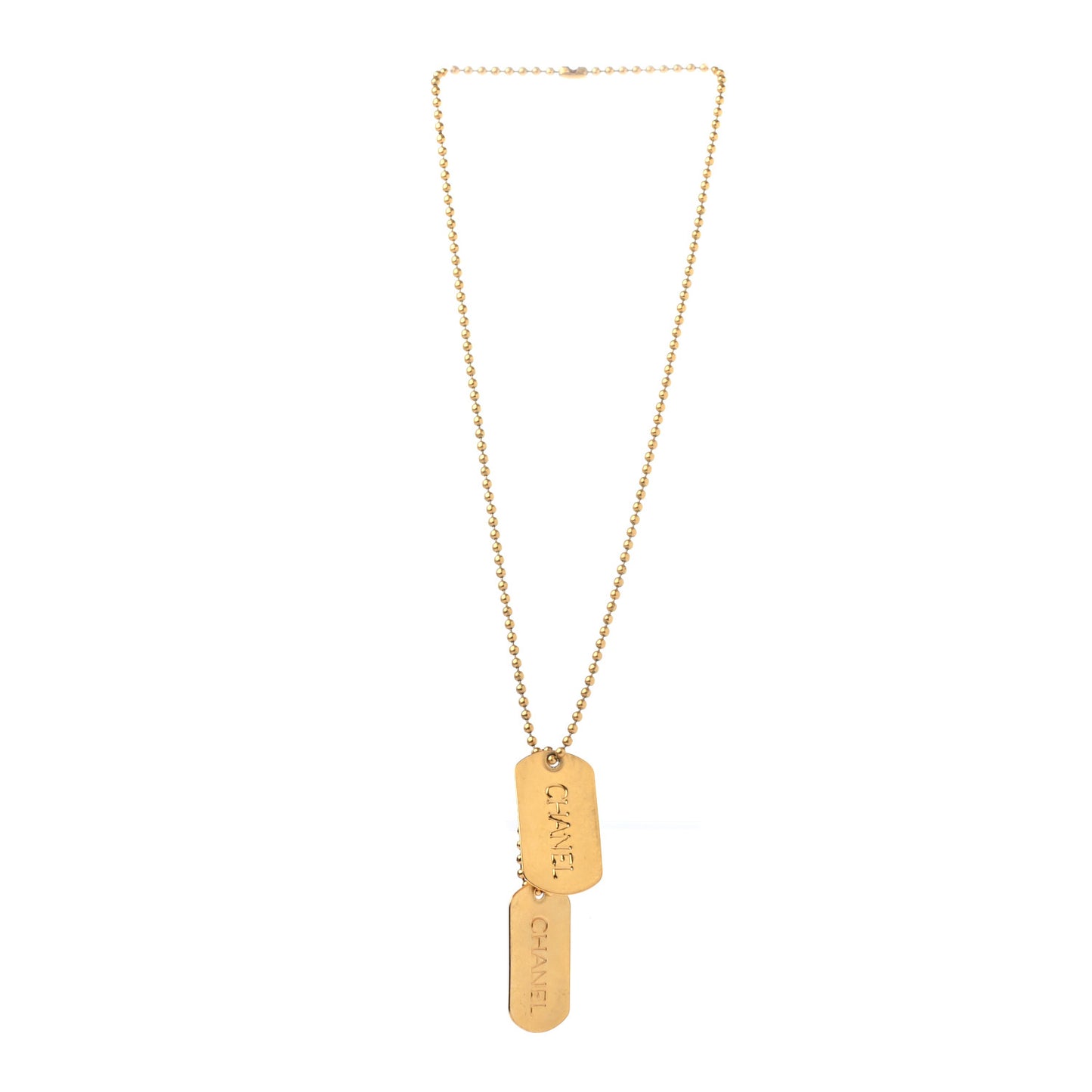 ID Dog Tag Charm Necklace Gold