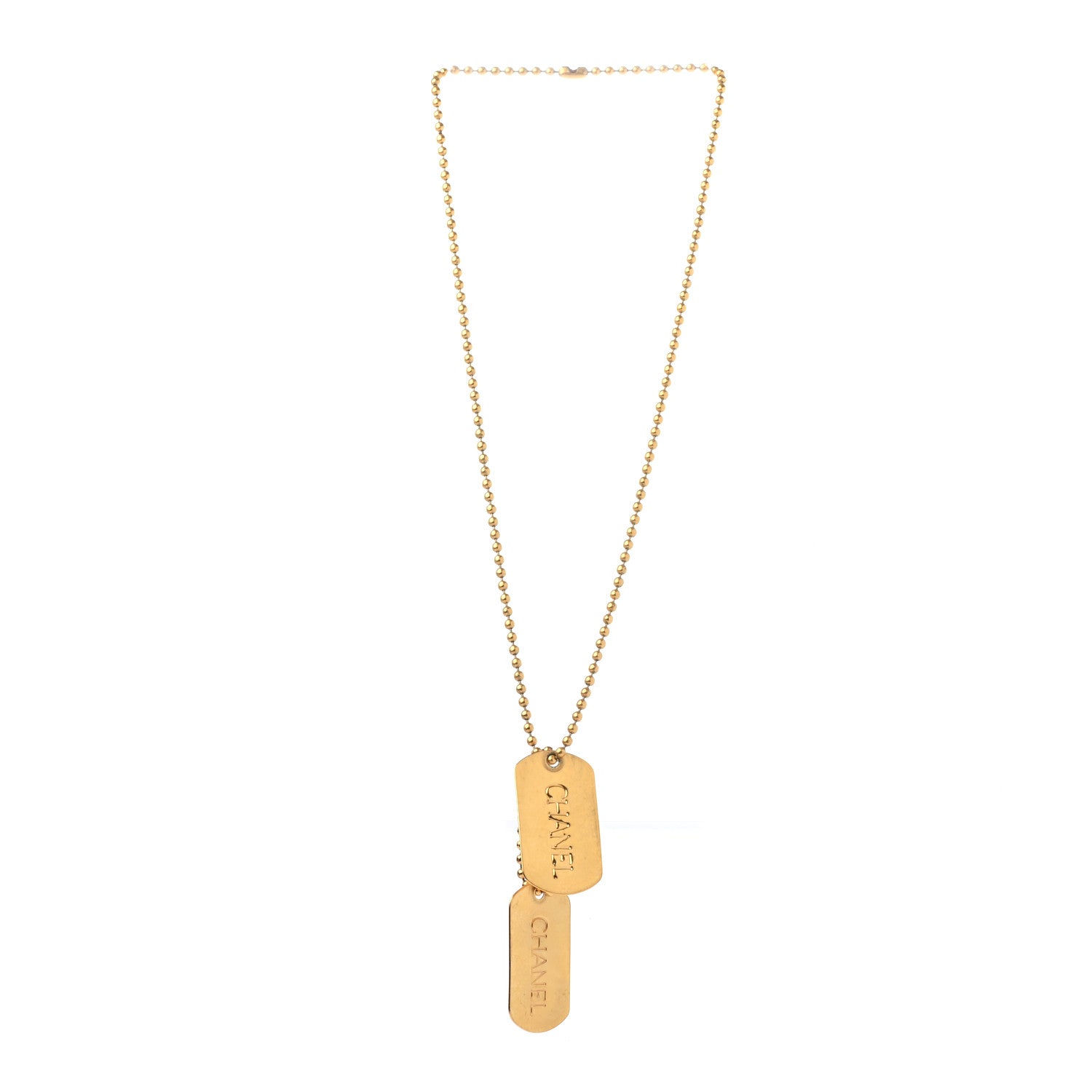 Chanel ID Dog Tag Charm Necklace Gold 3 of 5