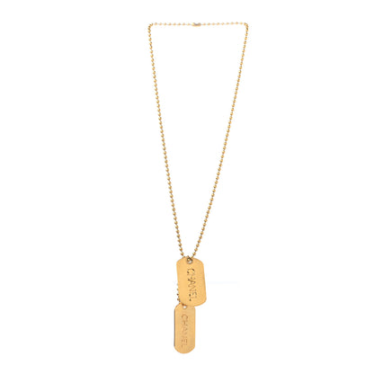 Chanel ID Dog Tag Charm Necklace Gold 3 of 5