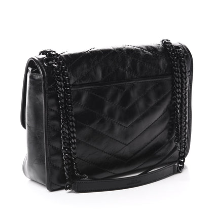 Saint Laurent Crinkled Calfskin Matelasse Monogram Medium Niki Chain Satchel Black 3 of 11