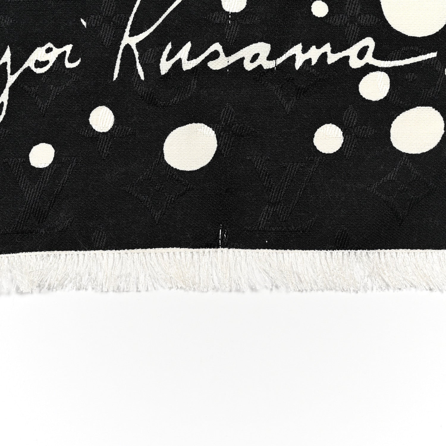 Louis Vuitton LV x YK Silk Wool Infinity Dots Shawl Black White 5 of 7