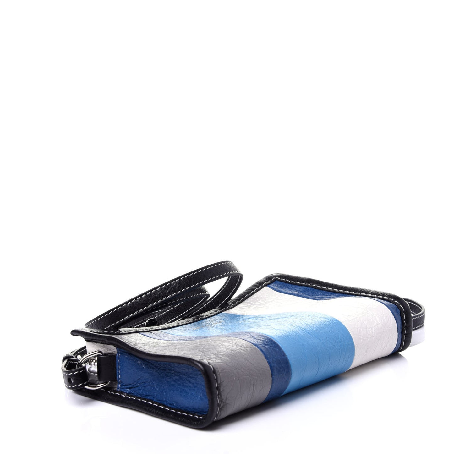 Veau Arena Multicolore Bazar Strap Clutch Bleu Gris White Black