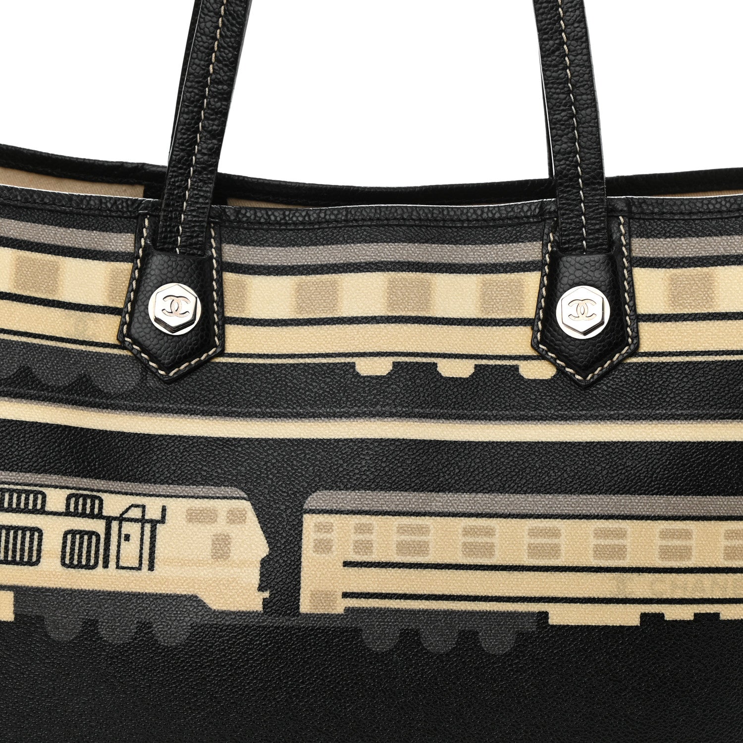 Chanel Coated Canvas Le Train Bag Black 8 of 10