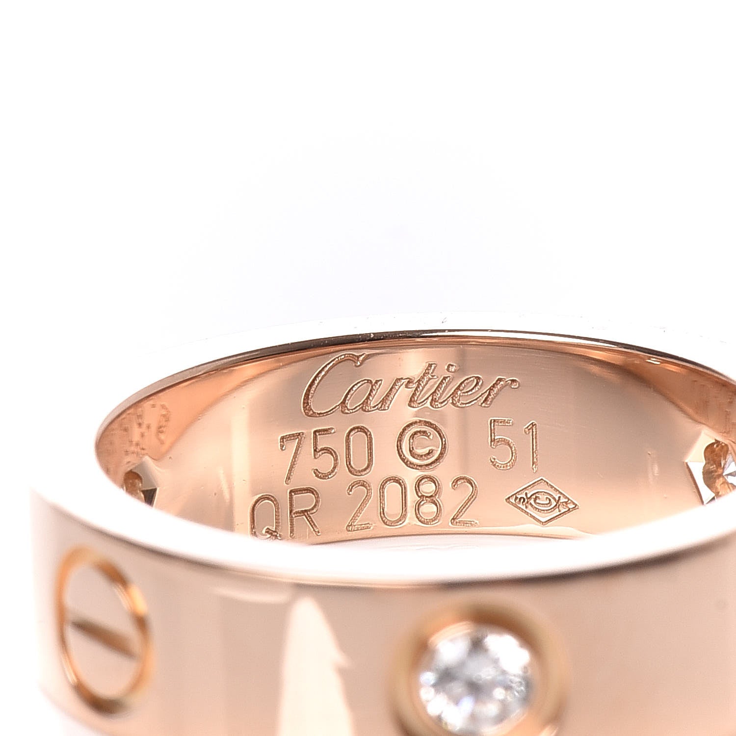 Cartier 18K Pink Gold 3 Diamond 5.5mm LOVE Ring 51 5.75 4 of 4