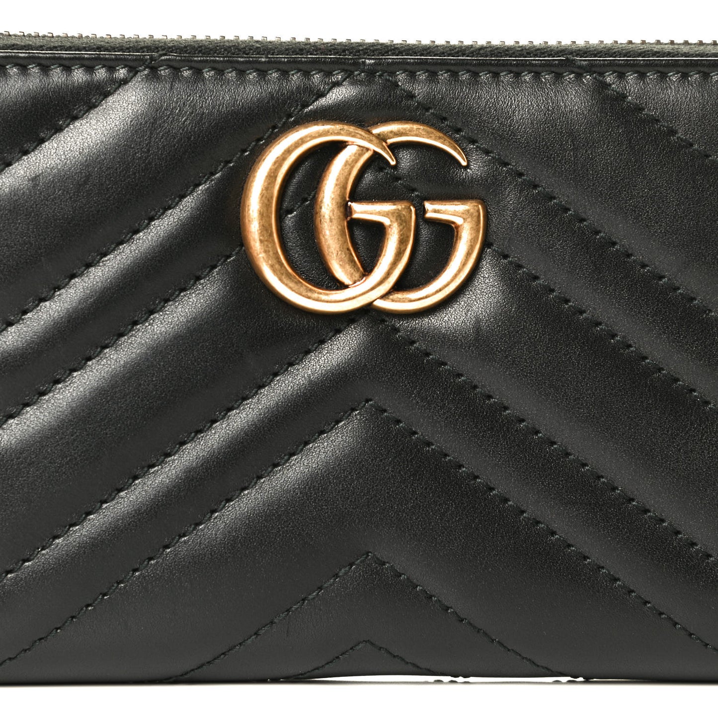 Calfskin Matelasse GG Marmont Zip Around Wallet Black
