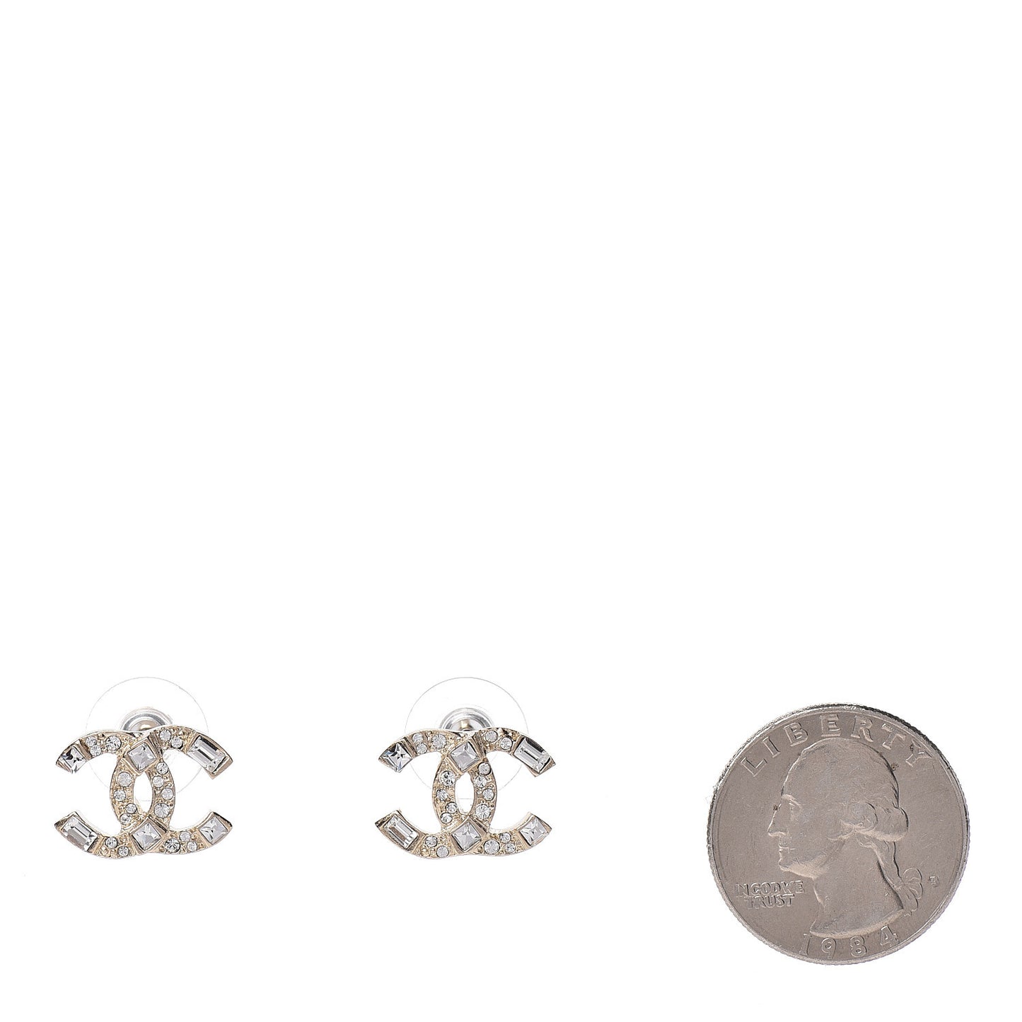 Crystal Baguette CC Earrings Gold