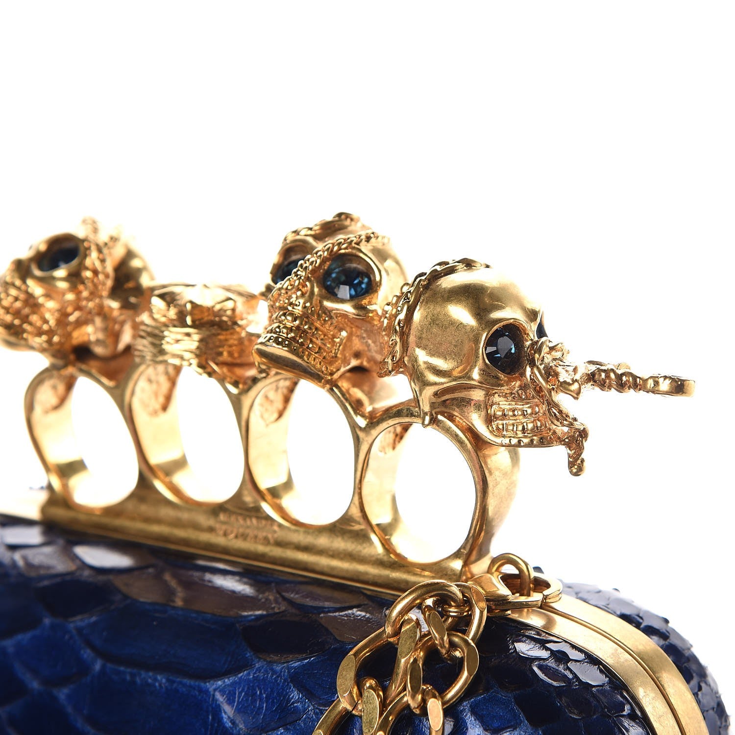 Alexander McQueen Python Knuckle Box Clutch Blue 10 of 11