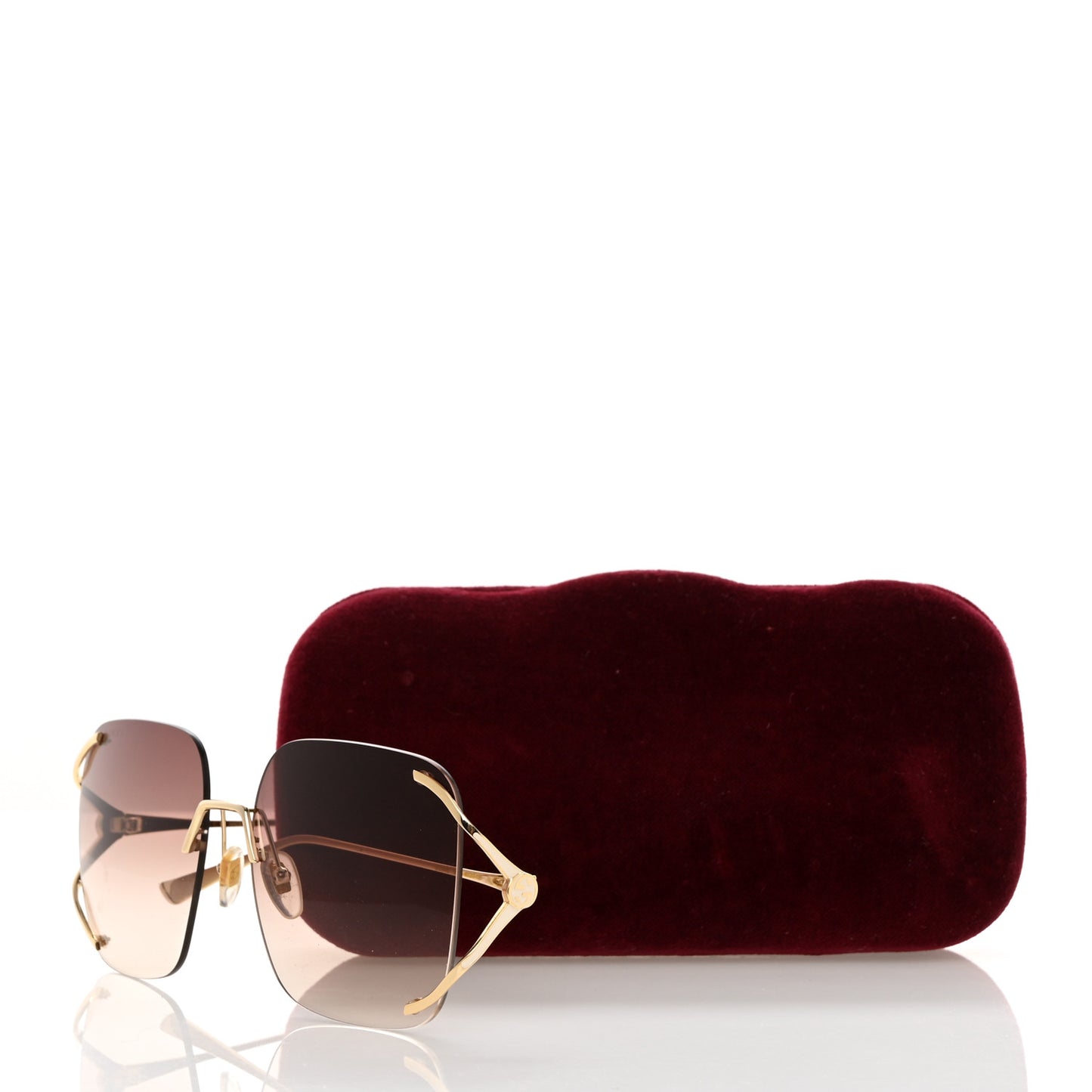 Metal Oversized Sunglasses GG0646S Gold Brown