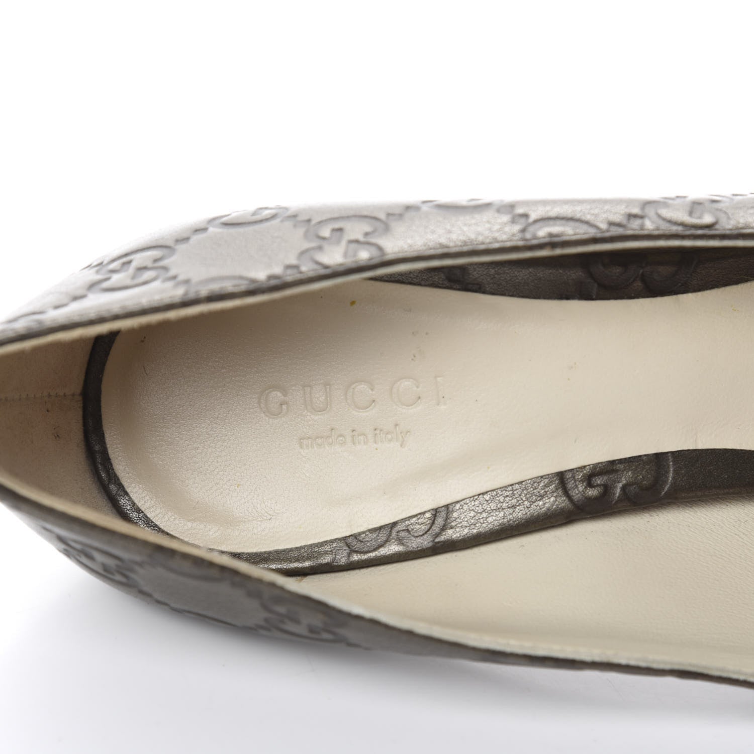 Gucci Guccissima Horsebit Peep Toe Heels 38 Dark Grey 7 of 10