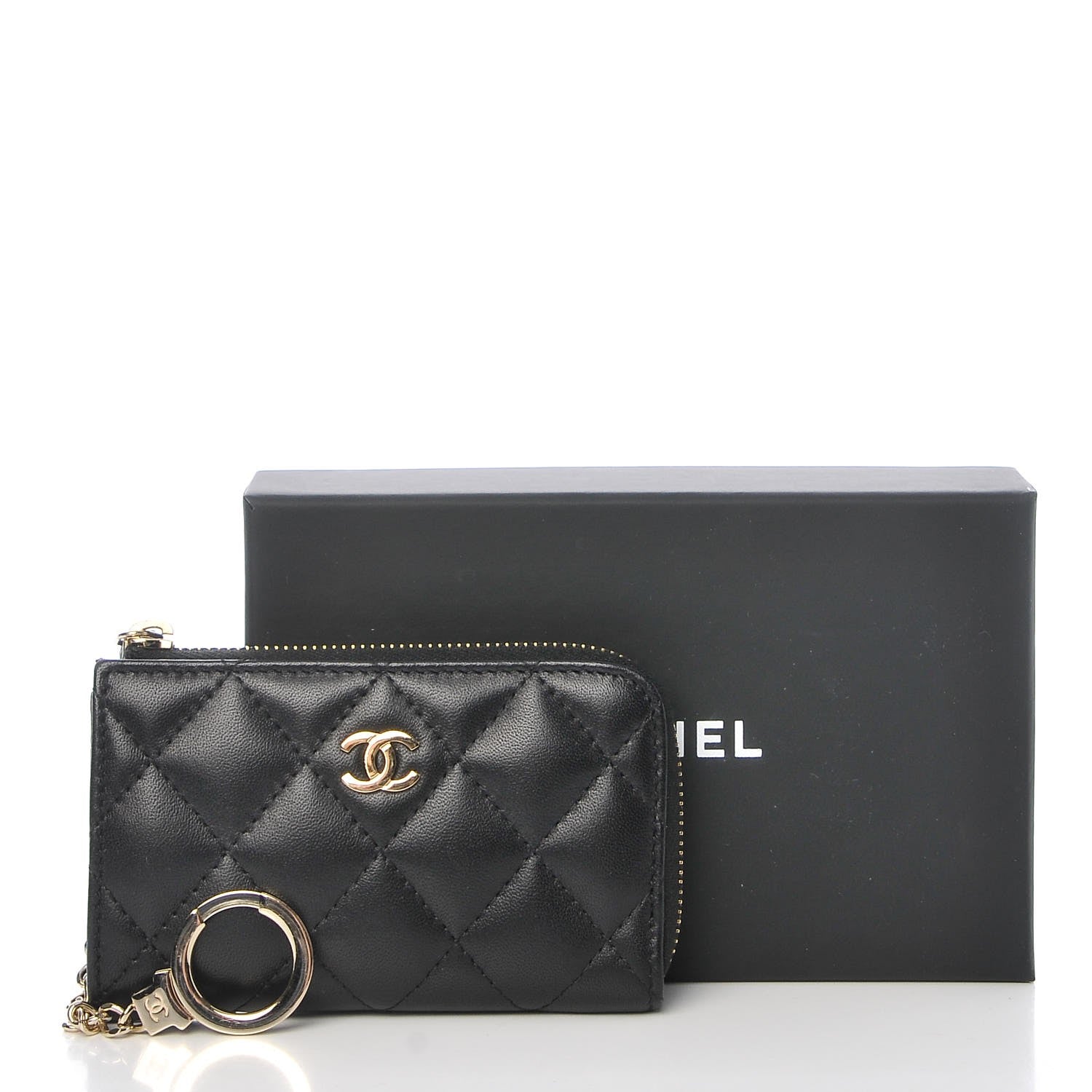 Chanel Lambskin Quilted Key Holder Case Black 8 of 8