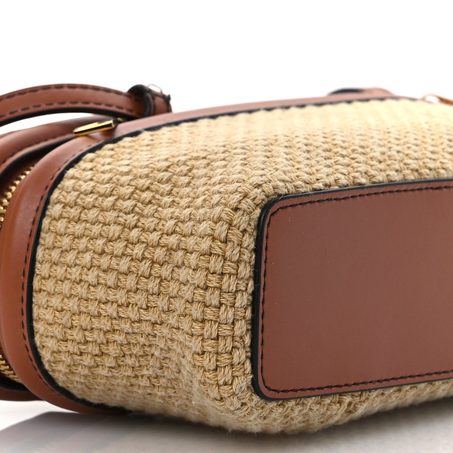 Nappa Jute Intrecciato Bang Bang Vanity Case Cane Sugar Light Wood