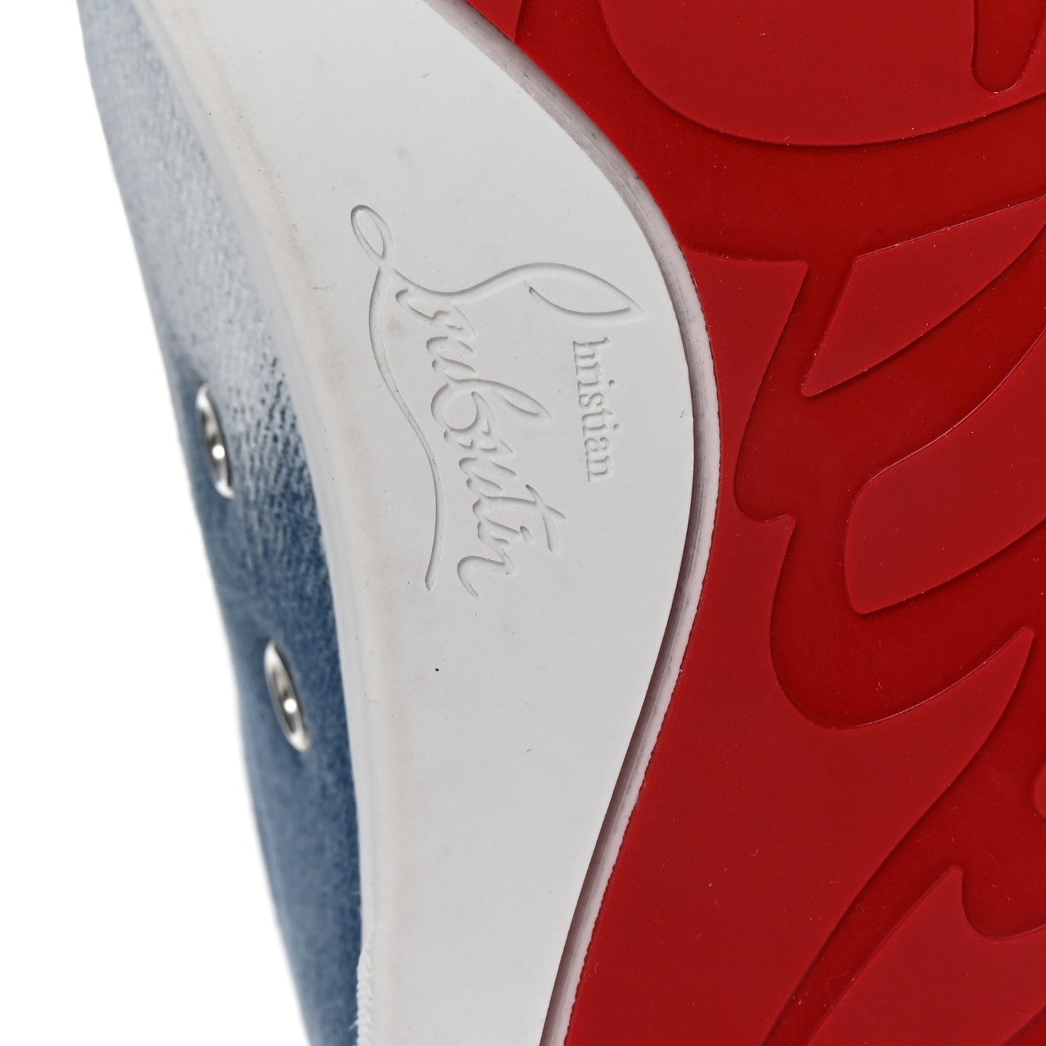 Christian Louboutin Denim Graffiti Mens Fique A Vontade Flat Sneakers 42.5 Blue White 7 of 10