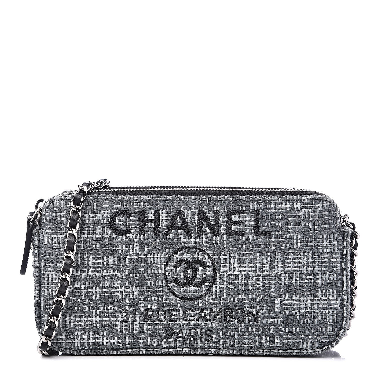 Chanel Canvas Small Deauville Clutch With Chain Charcoal 1 of 14