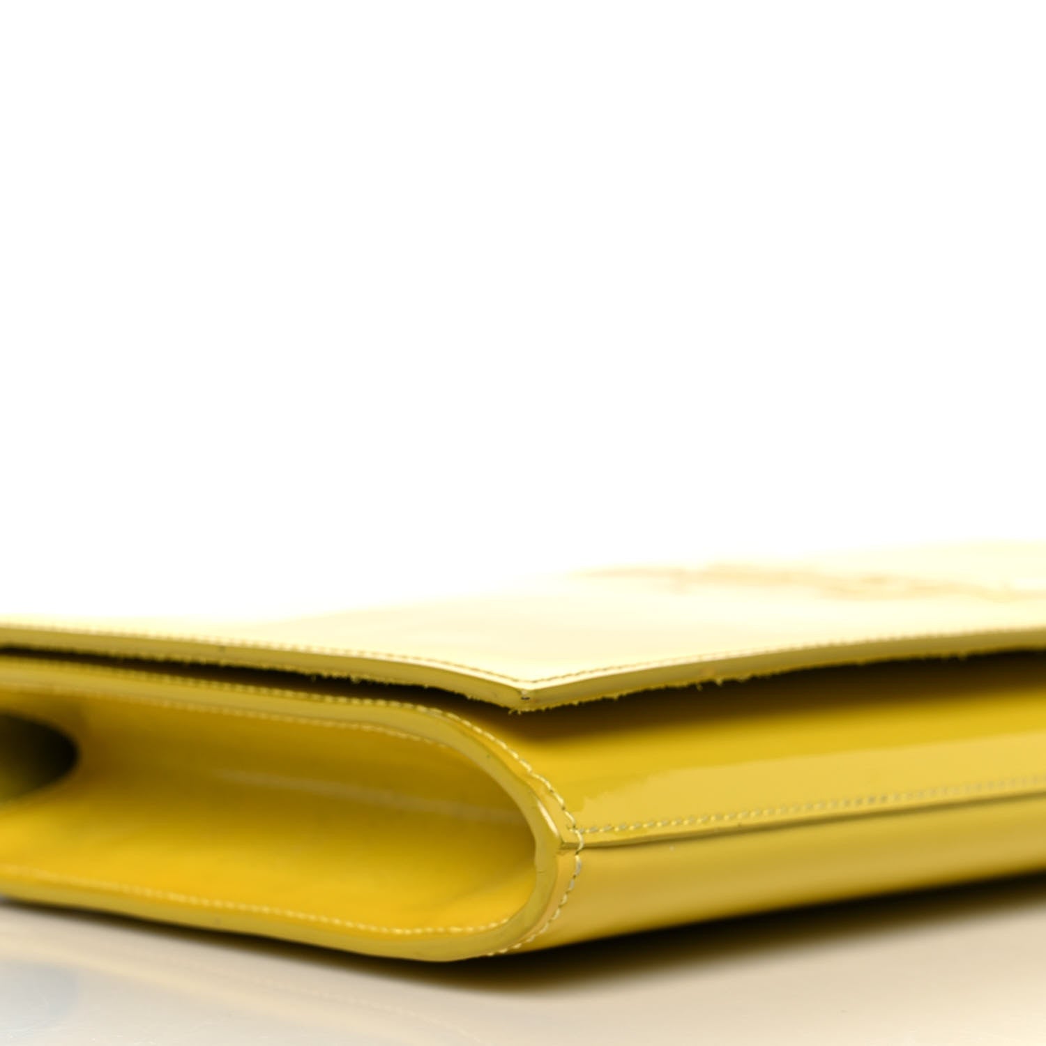 Saint Laurent Patent Calfskin Monogram Large Belle De Jour Clutch Yellow 8 of 9