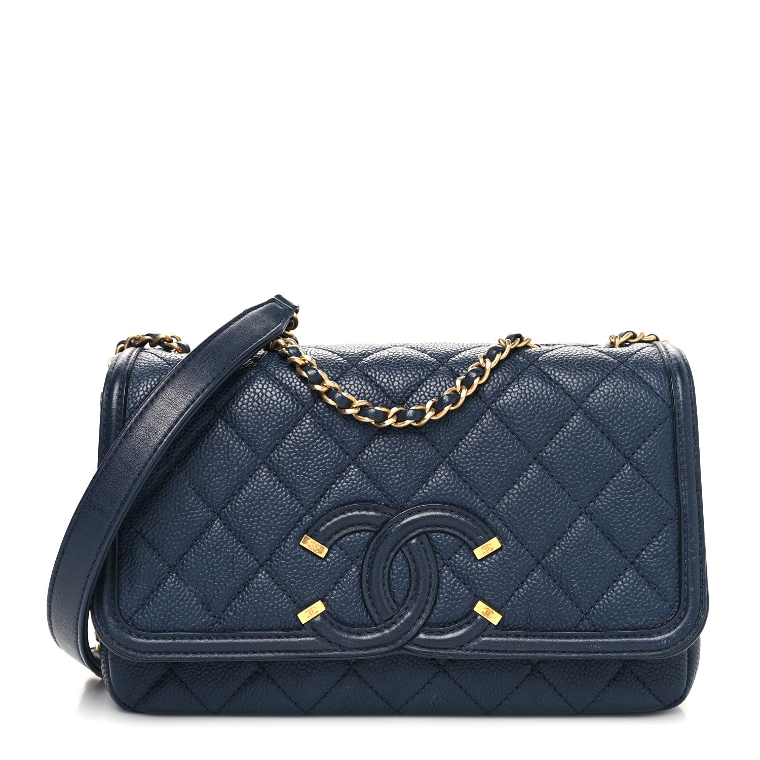 Chanel Caviar Quilted Small CC Filigree Flap Navy 1 of 12