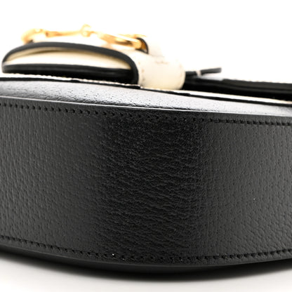 Gucci X ADIDAS Textured Dollar Calfskin Web Trefoil Mini Horsebit 1955 Shoulder Bag Black Off White 10 of 11