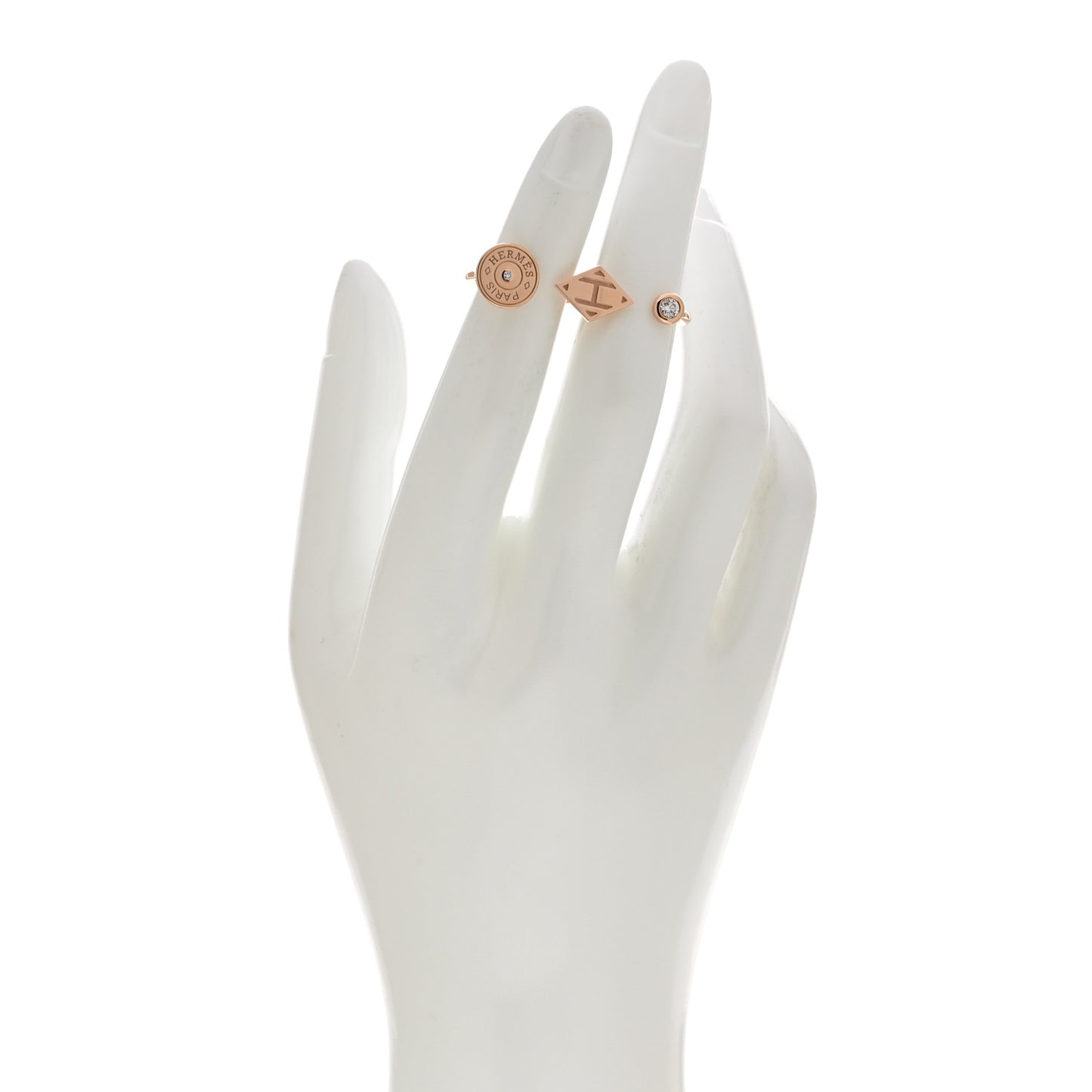 18K Rose Gold Diamond Gambade Double Ring 49 5