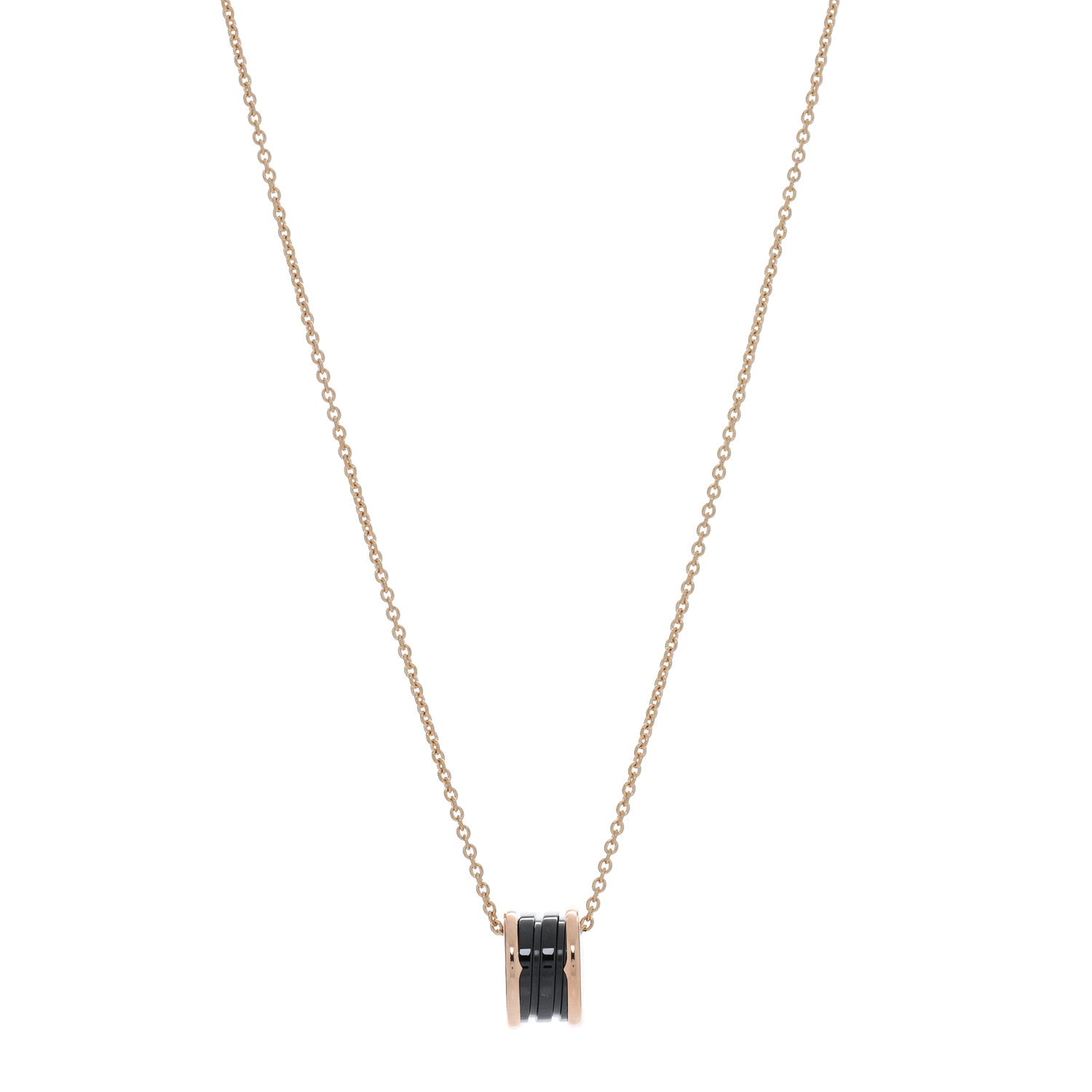Bulgari 18K Rose Gold Black Ceramic B.Zero1 Pendant Necklace 1 of 4
